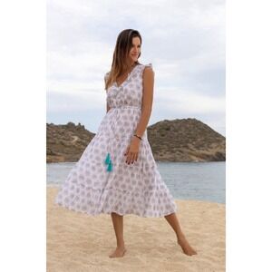 Mer St. Barth Giselle Maxi Dress Aqua‎ Rhapsody Size XS Cotton Midi